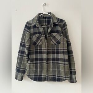 Black Diamond Plaid Flannel Shirt - Green and Black